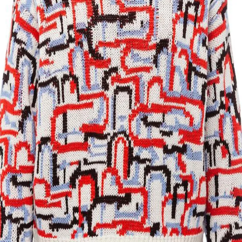 PRADA Abstract Pattern High Neck Sweater-4