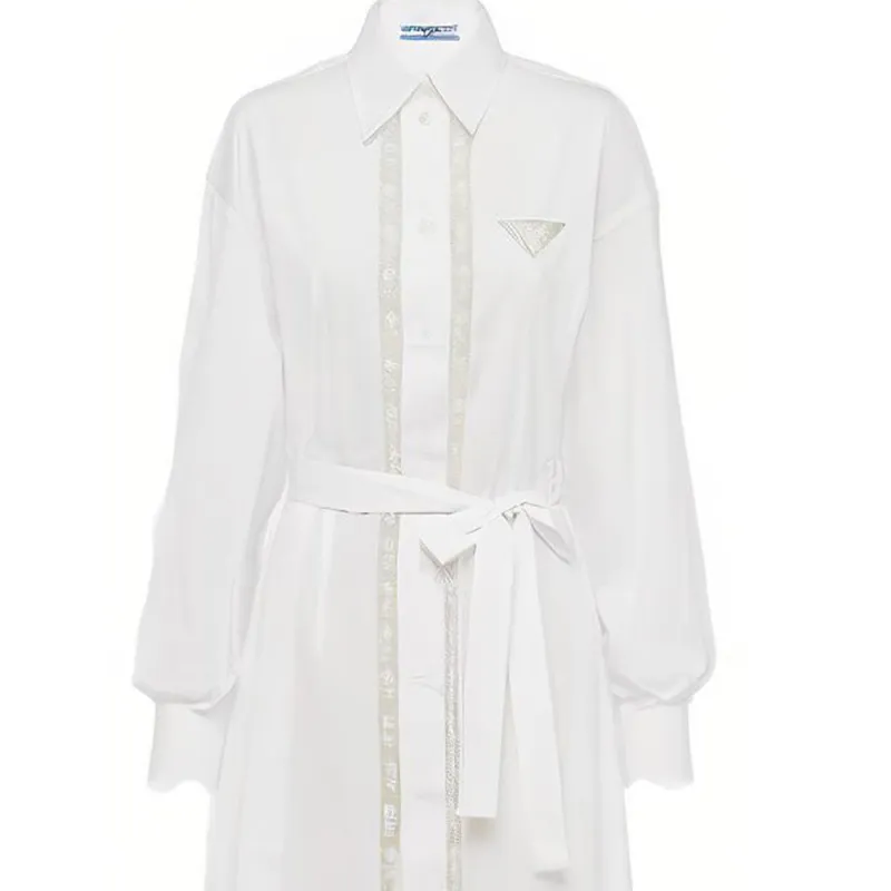 PRADA Lace-panel Maxi Shirtdress-1