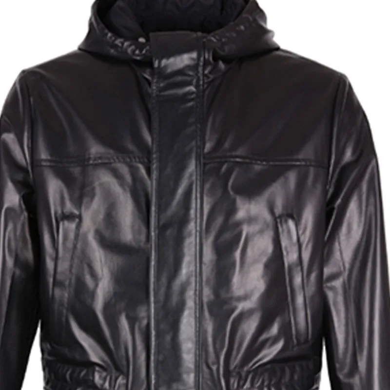 PRADA Leather Jackets Men Black-3