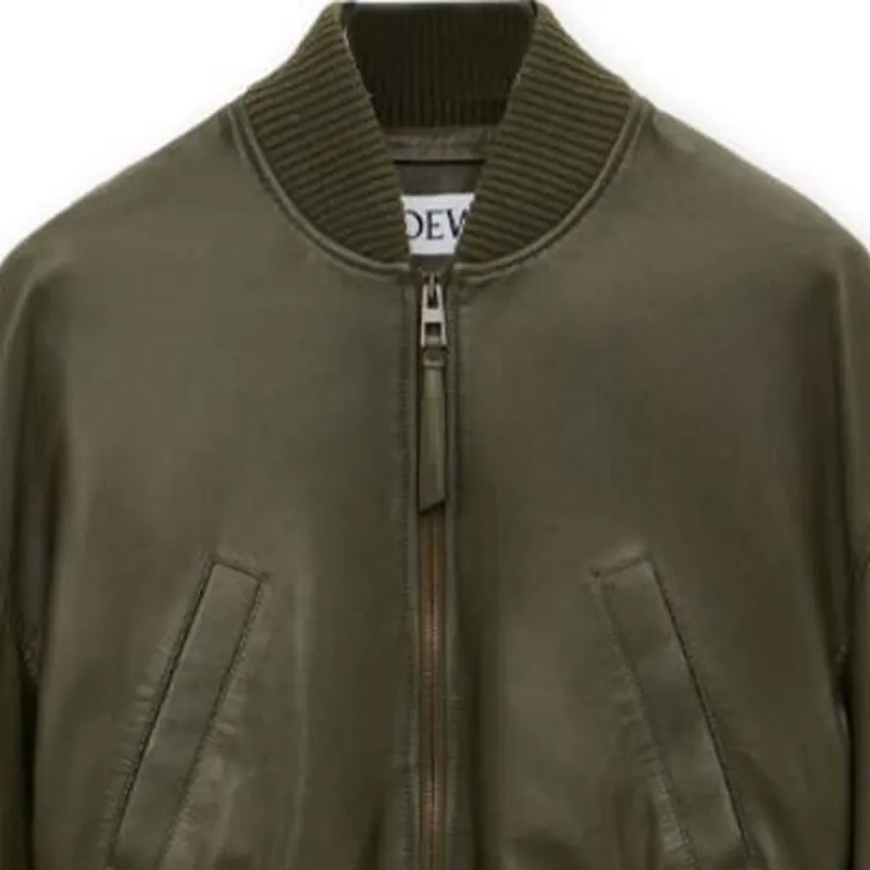 LOEWE Zip Up Cropped Bomber Jacket-4