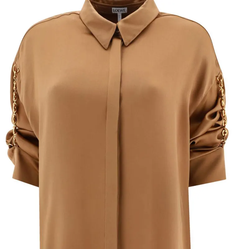 LOEWE Chain Embellished Short Sleeved Shirt Dress-5