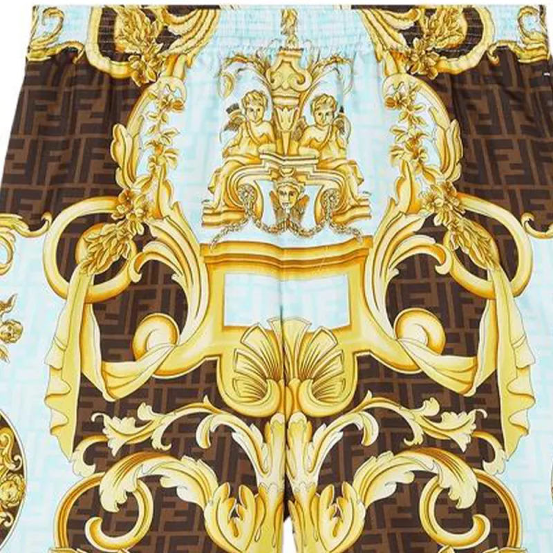 Fendi Fendace Baroque Silk Shorts-4