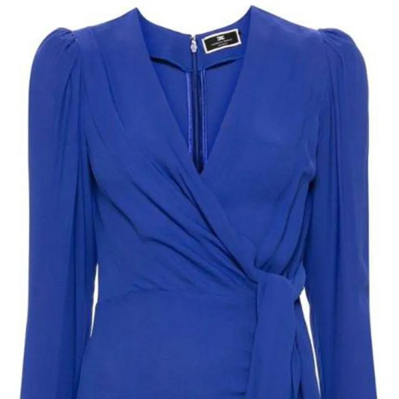 Elisabetta Franchi V Neck Asymmetric Midi Dress-4