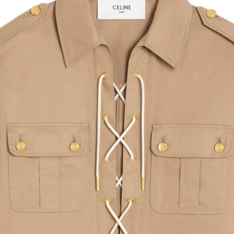 CELINE Saharienne Mini Dress In Cotton Linen-2