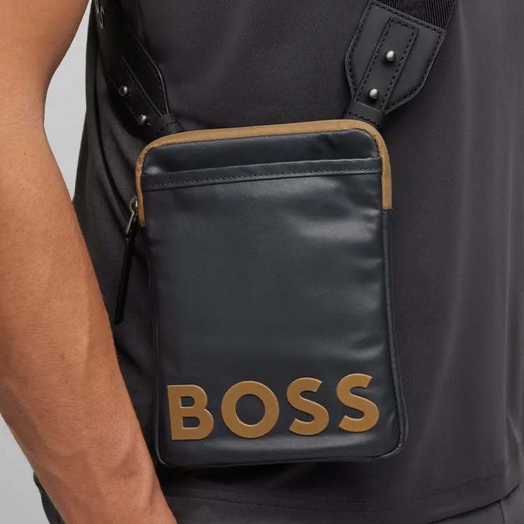 HUGO BOSS Polyester Shoulder Bag, Crossbody Bag Regular Men's Dark Gray-3