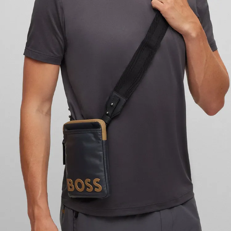 HUGO BOSS Polyester Shoulder Bag, Crossbody Bag Regular Men's Dark Gray-4