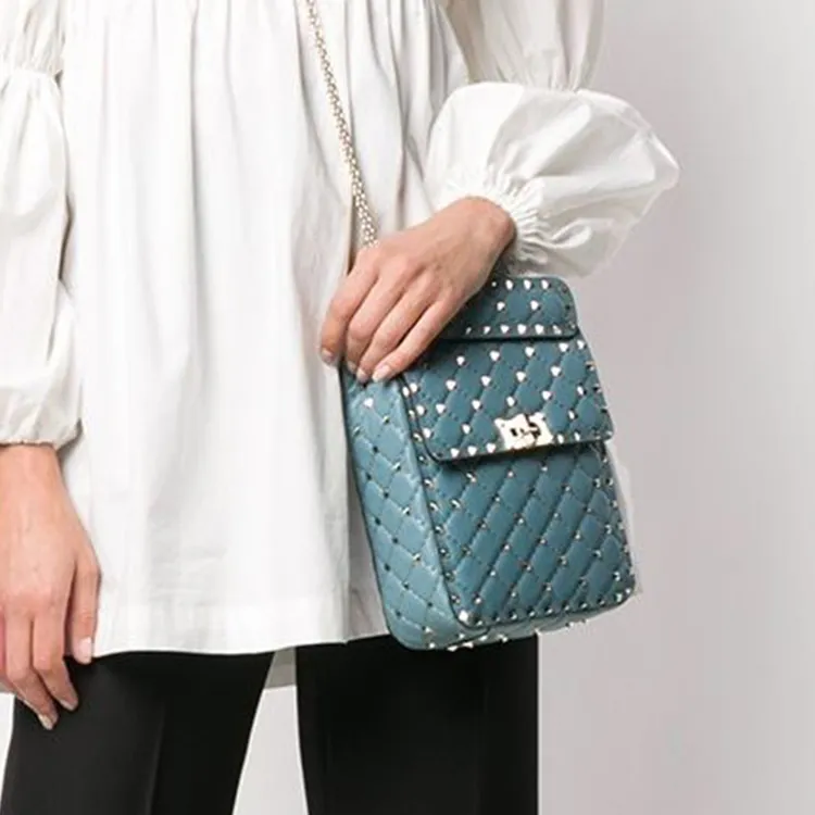 Valentino Leather Portable Crossbody Bag Shoulder Bag Regular Women's Light Blue-4