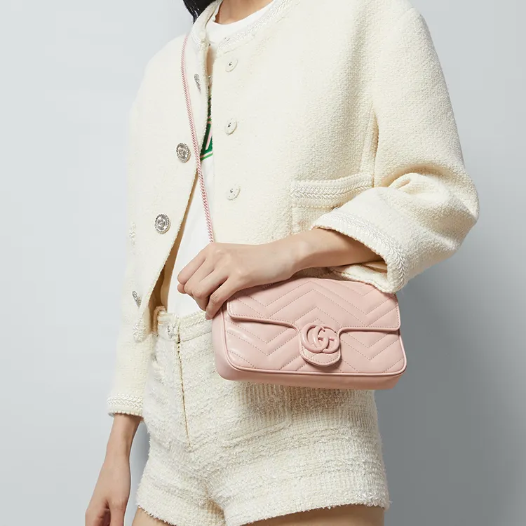 GUCCI GG Marmont Leather 2 in 1 Combo Bag Shoulder Bag Crossbody Bag Mini Women's Light Pink/Beige-10