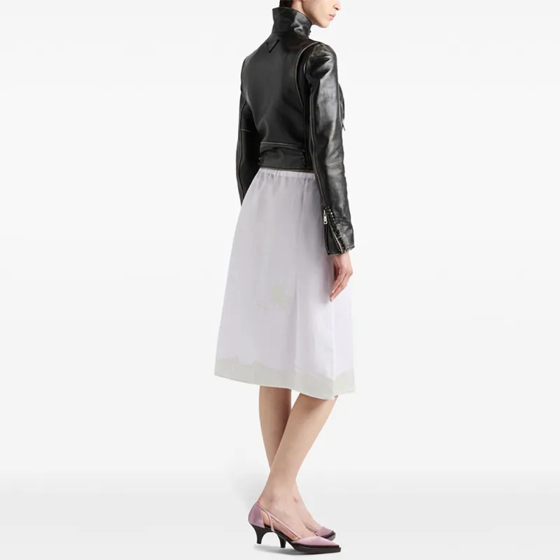 PRADA Embroidered Linen Skirt-2