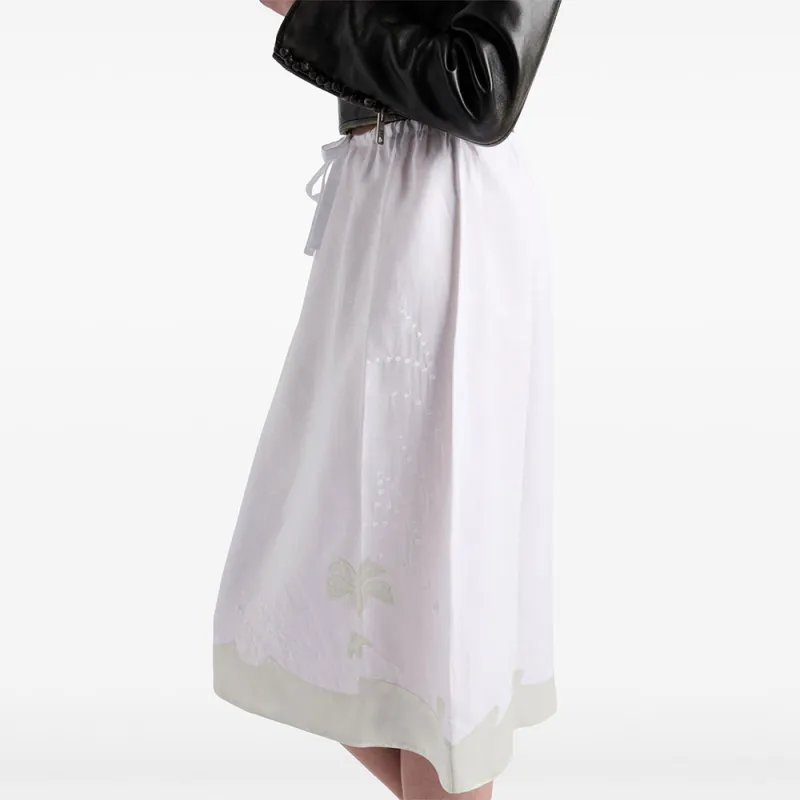 PRADA Embroidered Linen Skirt-4