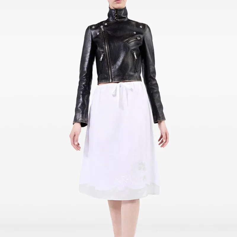 PRADA Embroidered Linen Skirt-1