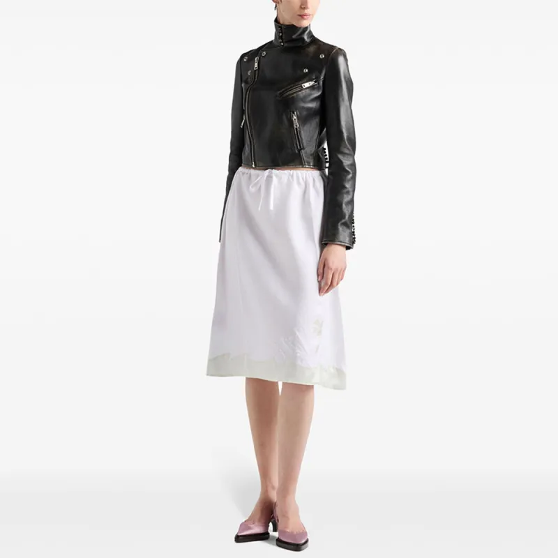 PRADA Embroidered Linen Skirt-3