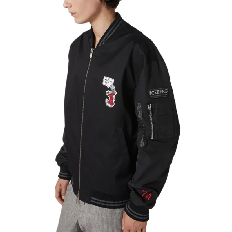 Iceberg Patch Detailed Zipped Bomber Jacket-4