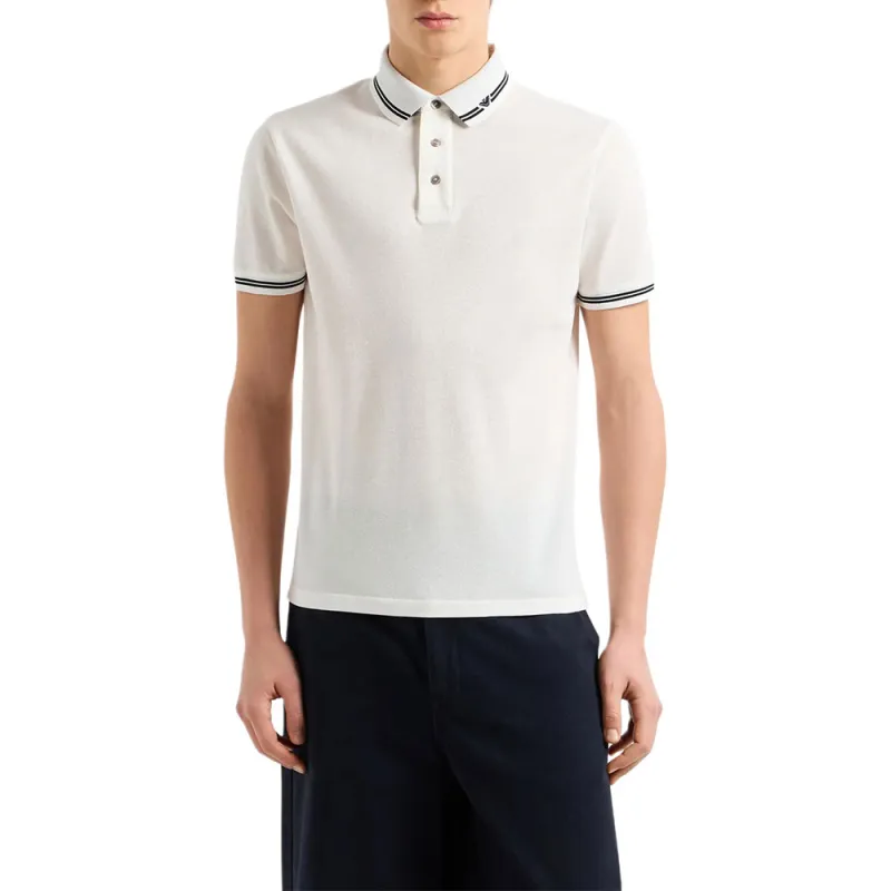 EMPORIO ARMANI Piqué Polo Shirt With Piped Collar-1