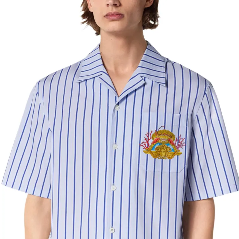 VERSACE Dive In Crest Striped Shirt-4