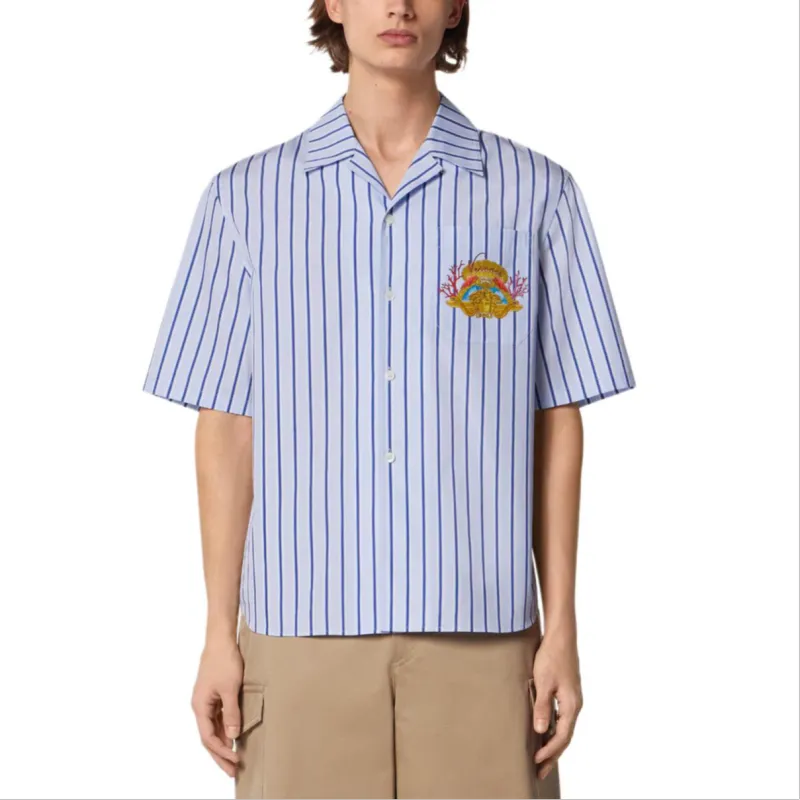 VERSACE Dive In Crest Striped Shirt-2