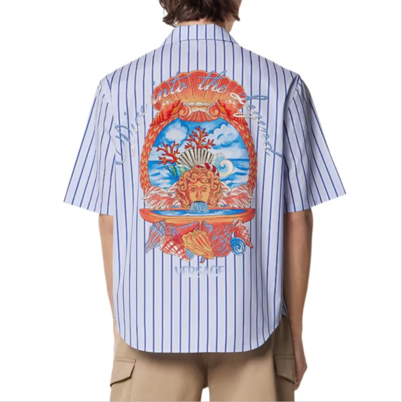 VERSACE Dive In Crest Striped Shirt-3