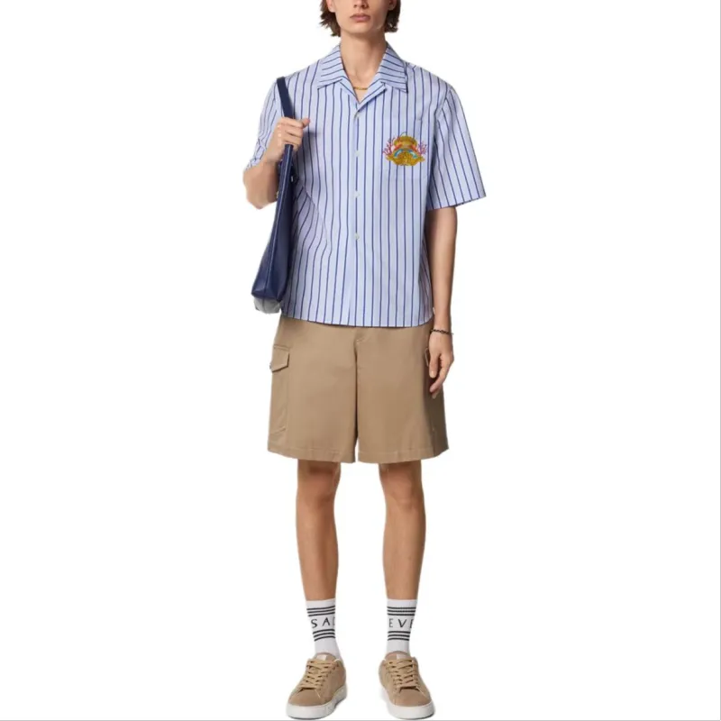 VERSACE Dive In Crest Striped Shirt-1