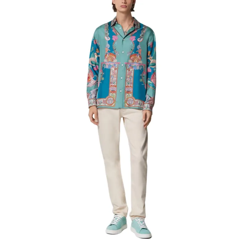 VERSACE CORAL THEATRE Shirt Men's Blue Green-1