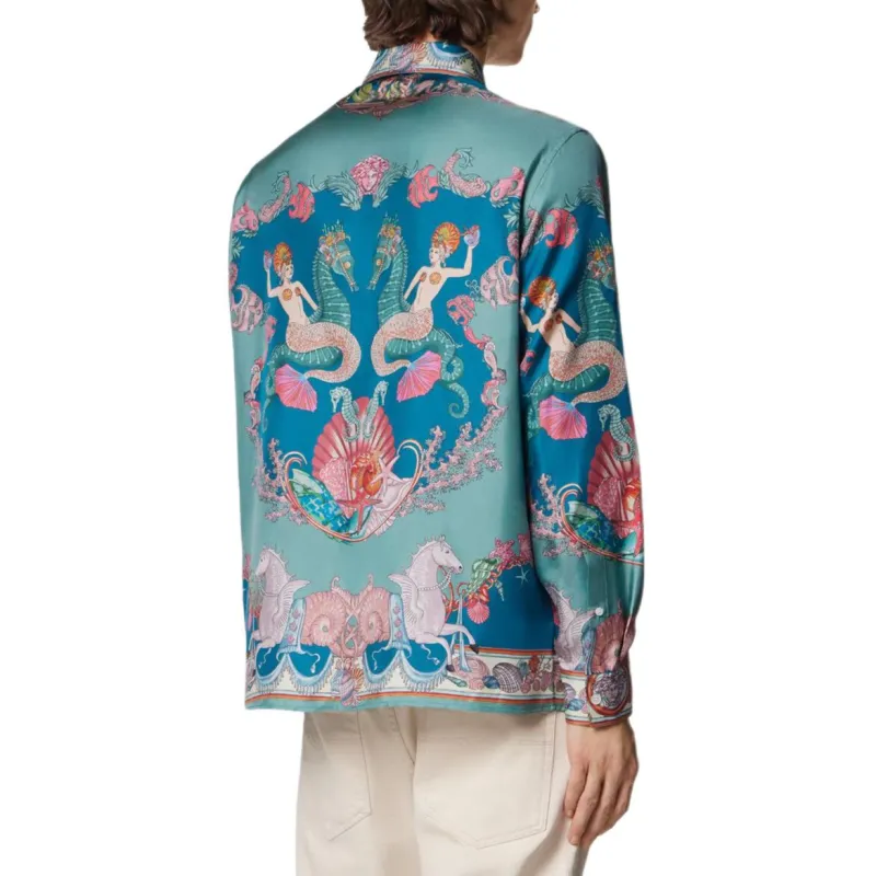 VERSACE CORAL THEATRE Shirt Men's Blue Green-3