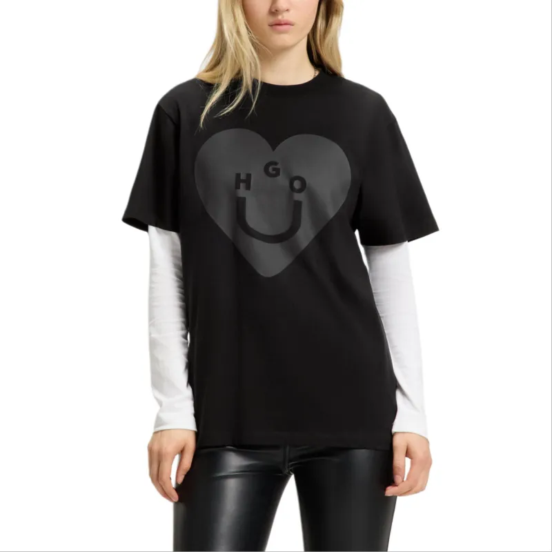 HUGO BOSS Drop Shoulder Sleeve T Shirt Women's Black-1