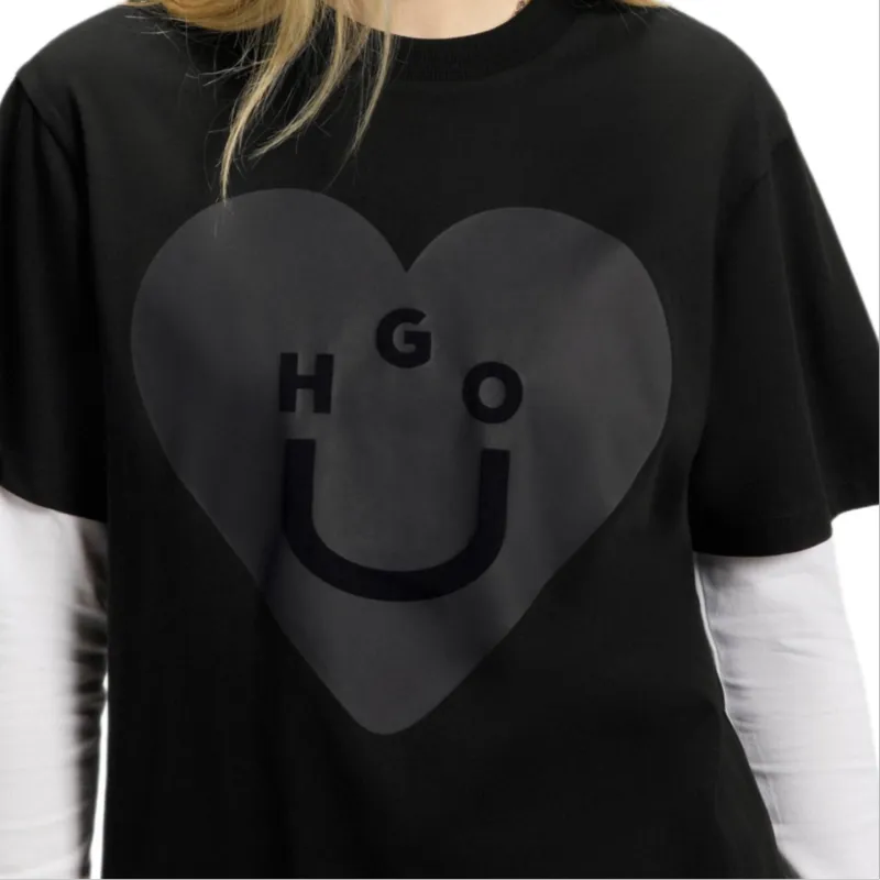HUGO BOSS Drop Shoulder Sleeve T Shirt Women's Black-4