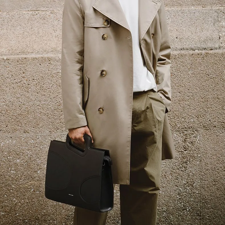 PIERRE CARDIN Top Grain Cow Leather Shoulder Bag, Crossbody Bag, Handbag, Briefcase Tubas Men's Black-2