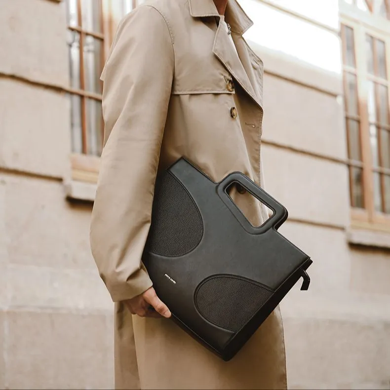 PIERRE CARDIN Top Grain Cow Leather Shoulder Bag, Crossbody Bag, Handbag, Briefcase Tubas Men's Black-1