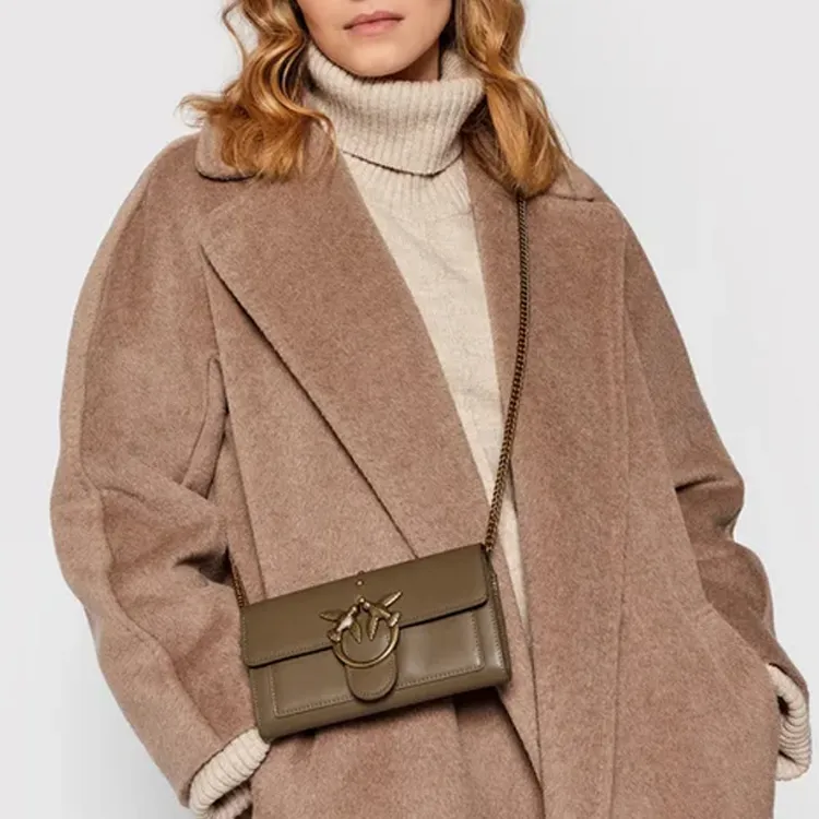 PINKO Cow Leather Money Clip Card Wallet Bird Bag Shoulder Bag Crossbody Bag Women's Olive-5