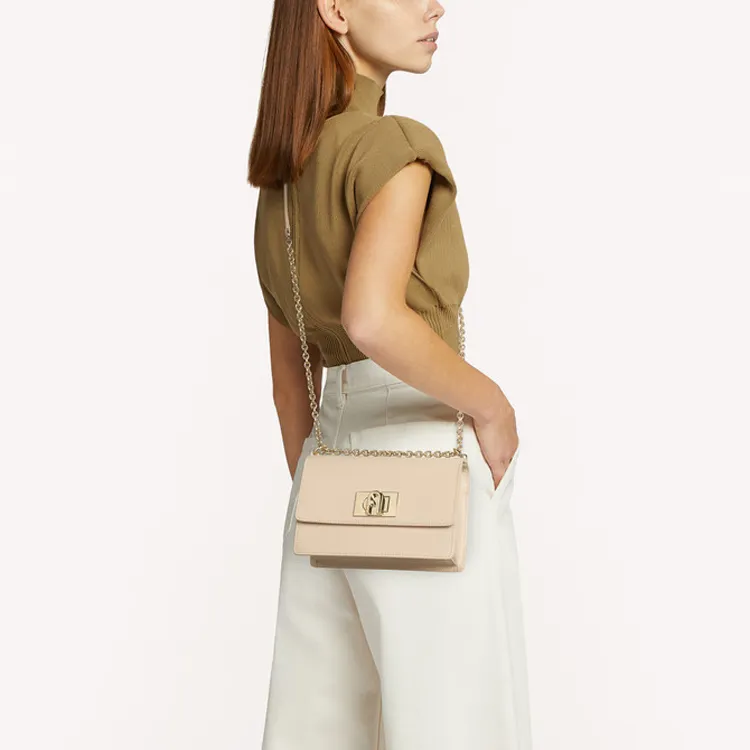 Furla Leather Chain Bag, Crossbody Bag Mini Women's Light Pink-6