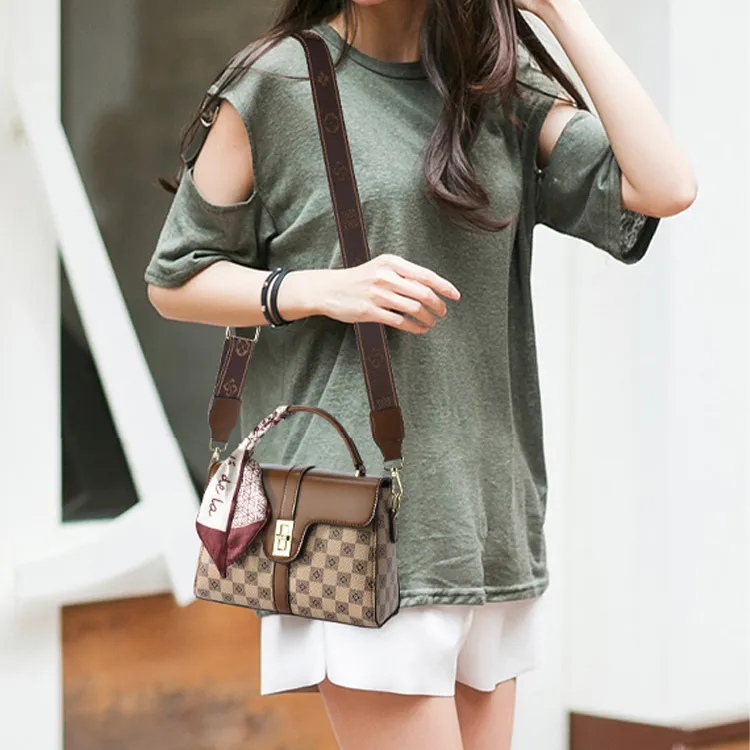 BRINCH PU Shoulder Bag Crossbody Bag Handbags Regular Women's Khaki Plaid/Coffee Plaid/Ecru Print/Khaki Print-2