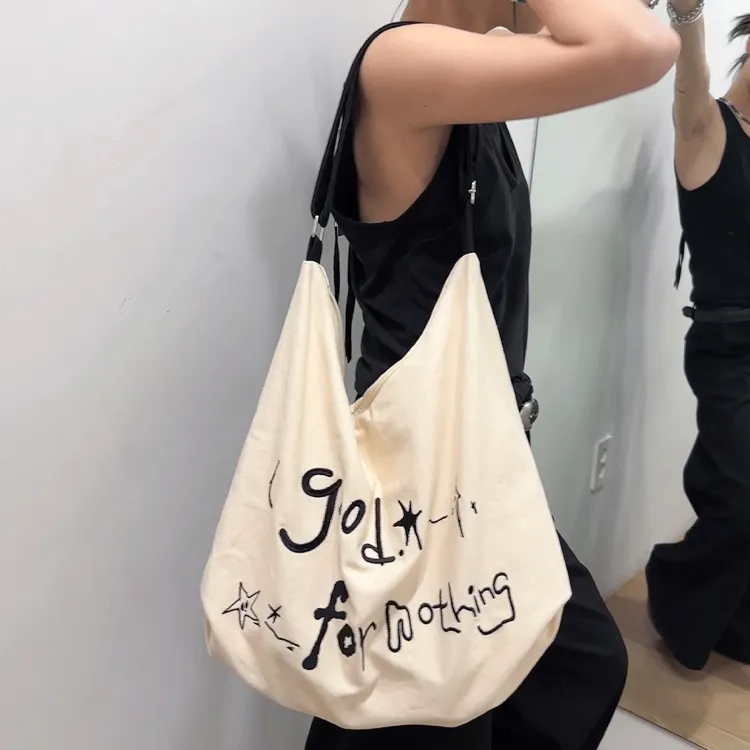 GOOD FOR NOTHING Canvas Bag, Shoulder Bag Regular Unisex Ecru-2
