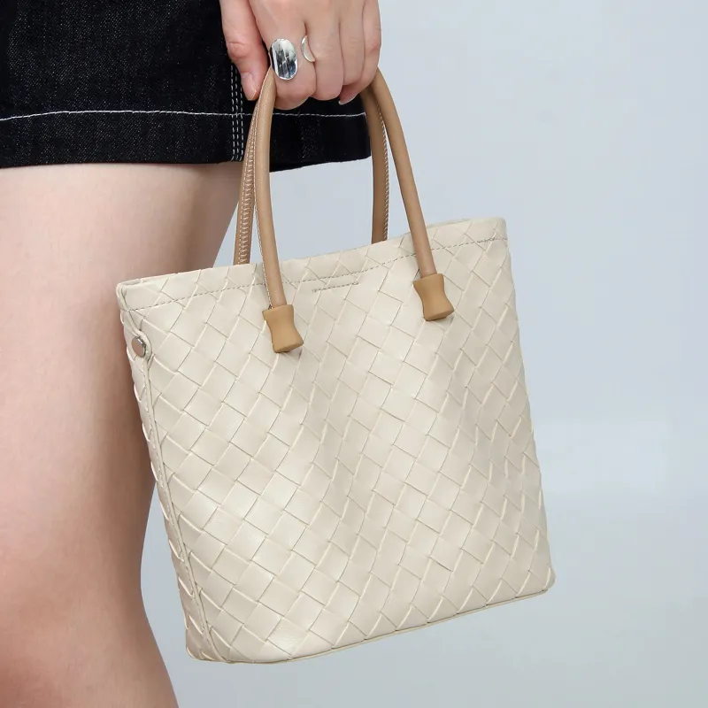 YOCAMU Cow Leather Handbag Women's White-4