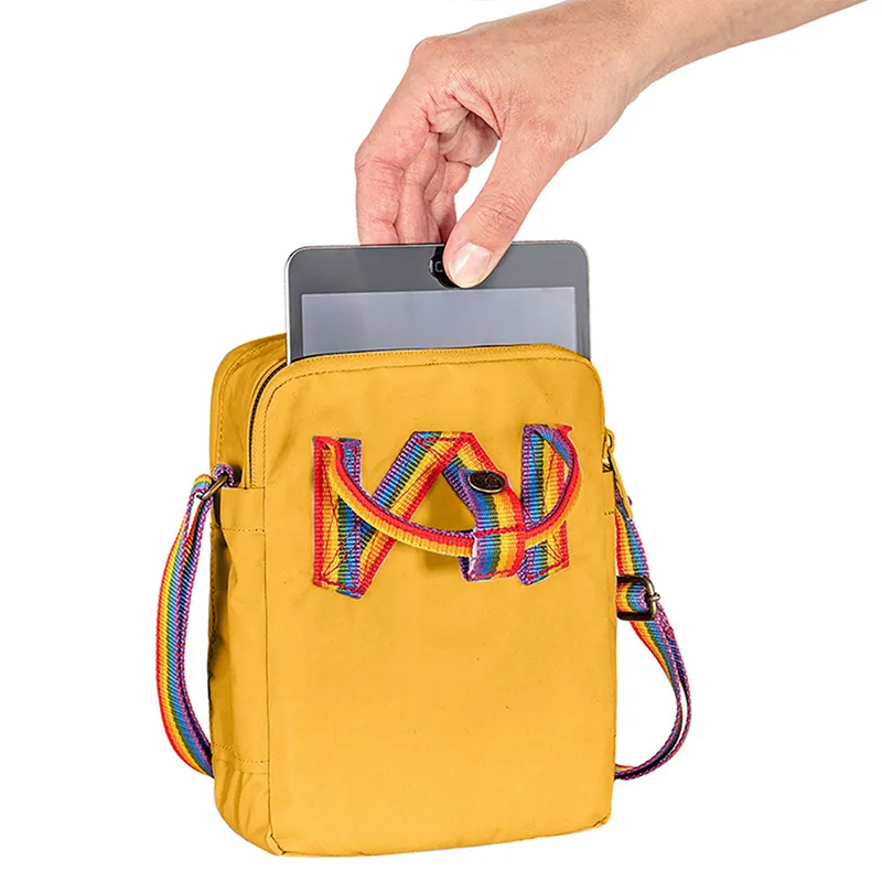 Fjallraven Kanken Vinylon Handbag Shoulder Bag Crossbody Bag Unisex Ochre Multicolor Rainbow-4