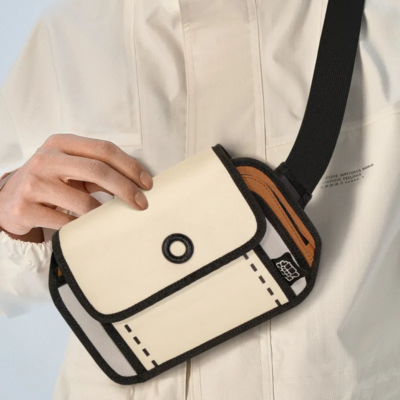 JumpFromPaper Polyester Sling Bag Regular Unisex Light Coffee-5