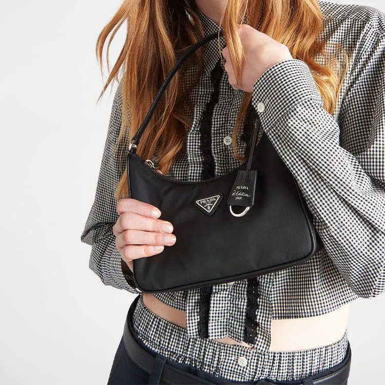 PRADA Re Edition 2005 Re Nylon And Saffiano Mini Shoulder Bag Black-7