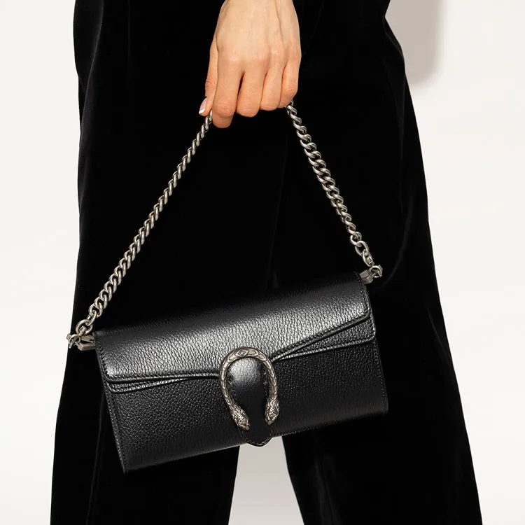 GUCCI Dionysus Leather Chain Bag Flap Bag Crossbody Bag Shoulder Bag Women's Black-7