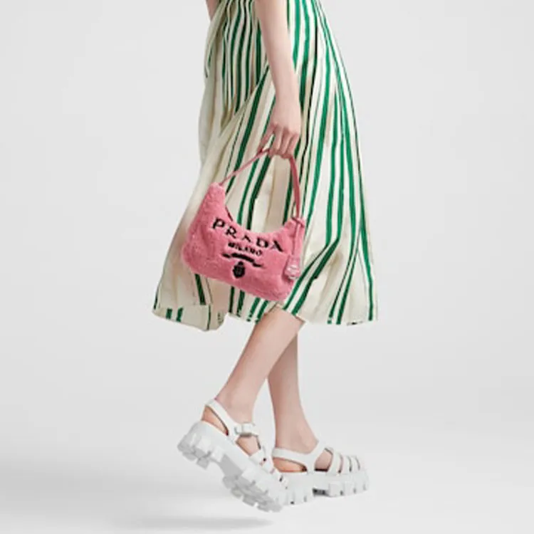 PRADA Re Edition 2000 Terry Mini Bag Petal Pink/Black-7