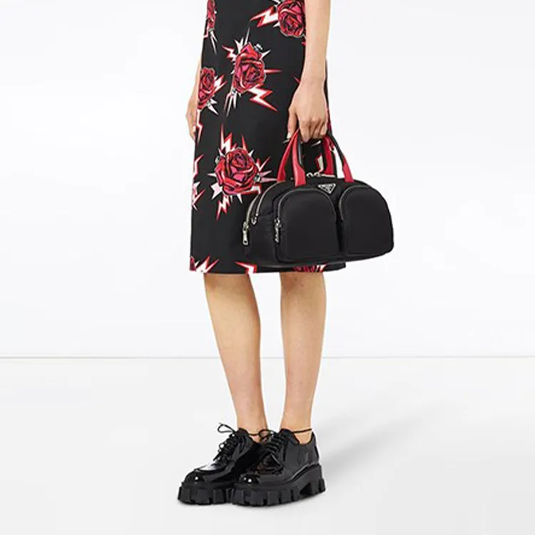 PRADA Nylon Handbag Women's Black-4