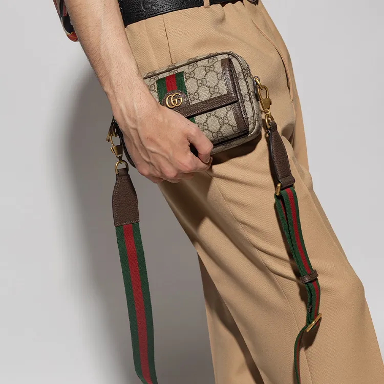 GUCCI Ophidia Canvas With Leather Shoulder Bag, Crossbody Bag Mini Women's Beige/Ebony-6