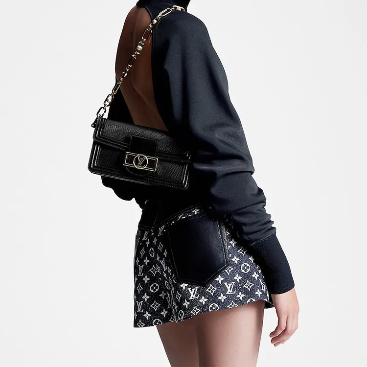 LOUIS VUITTON Dauphine Cow Leather Dafne Portable Crossbody Bag, Shoulder Bag Women's Black-8