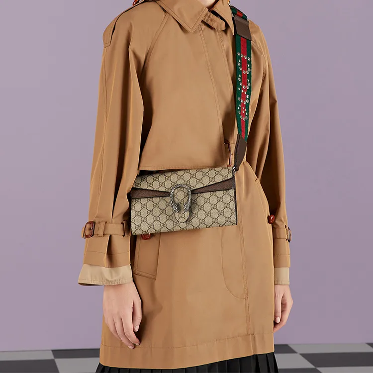 GUCCI Dionysus Leather Paneled Canvas Crossbody Bag, Shoulder Bag Women's Brown-10