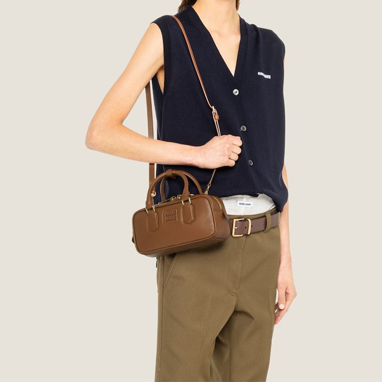 MIU MIU Arcadie Series Leather Bowling Bag Shoulder Bag