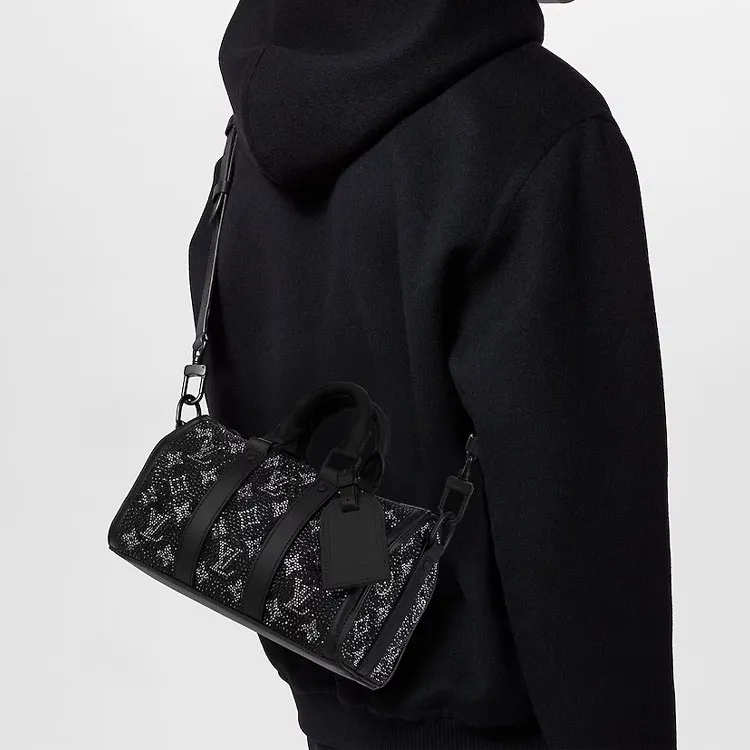 LOUIS VUITTON Keepall Cow Leather Travel Bag, Shoulder Bag, Crossbody Bag, Handbag Men's Black-8