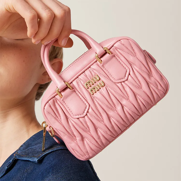 MIU MIU Soft Sheep Leather Shoulder Bag, Crossbody Bag, Handbag Mini Women's Pink-5