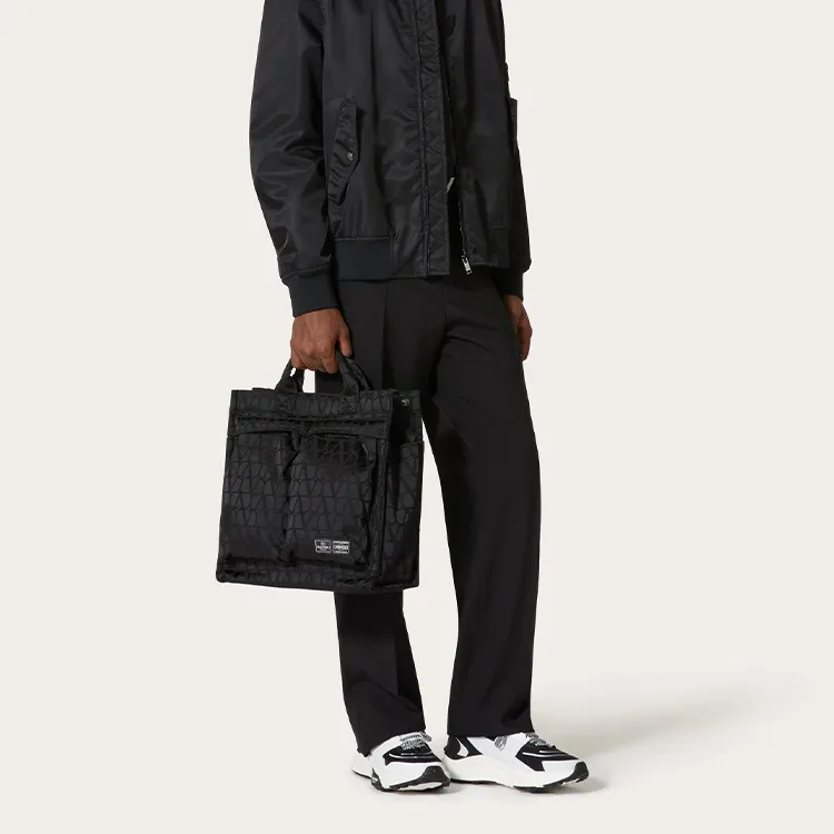 Valentino PORTER Nylon Tote Bag Shopping Bag Shoulder Bag Crossbody Bag Handbag Men's Black-7
