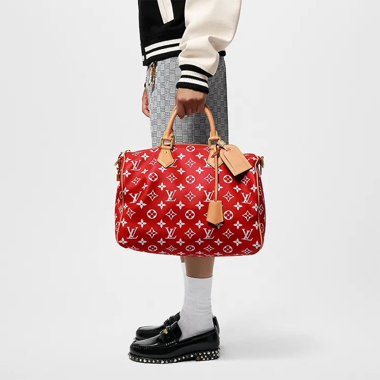 LOUIS VUITTON Speedy P9 Bandoulière 40 Monogram Leather Red-10