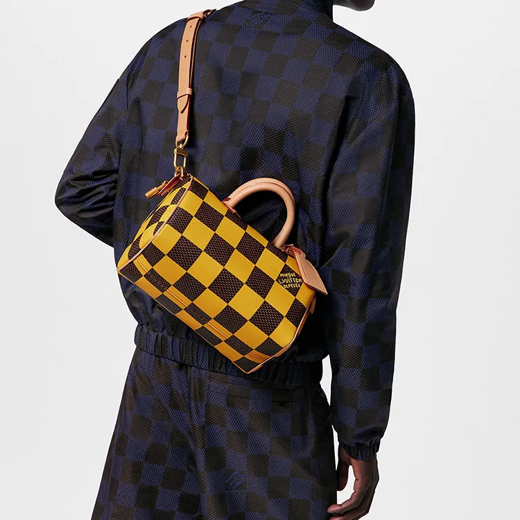 LOUIS VUITTON Speedy 25 Bandoulière Damier Pop Jaune Mat-8