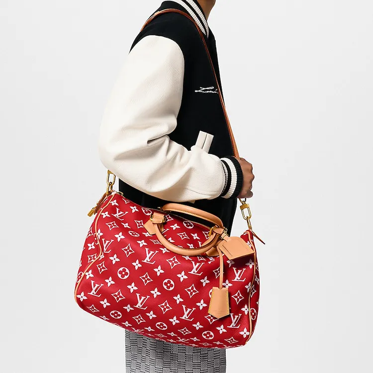 LOUIS VUITTON Speedy P9 Bandoulière 40 Monogram Leather Red-9