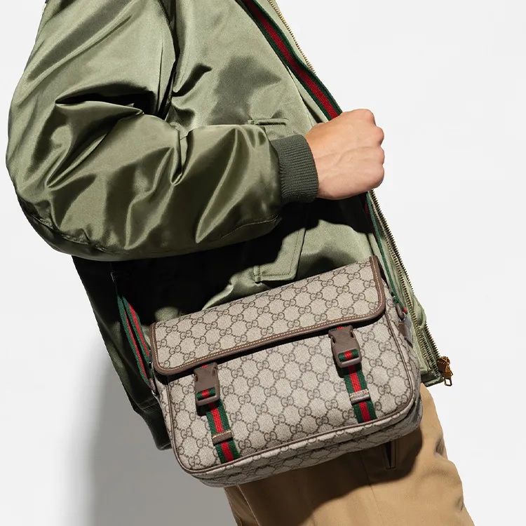 GUCCI Canvas With Leather Binding Messenger Bag Shoulder Bag Crossbody Bag Regular Men's Beige/Ebony-6